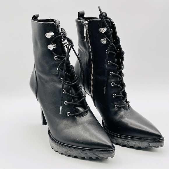 Michael Kors Kyle Lace Up Ankle Bootie Leather Black Size 6M Brand New - Picture 9 of 12